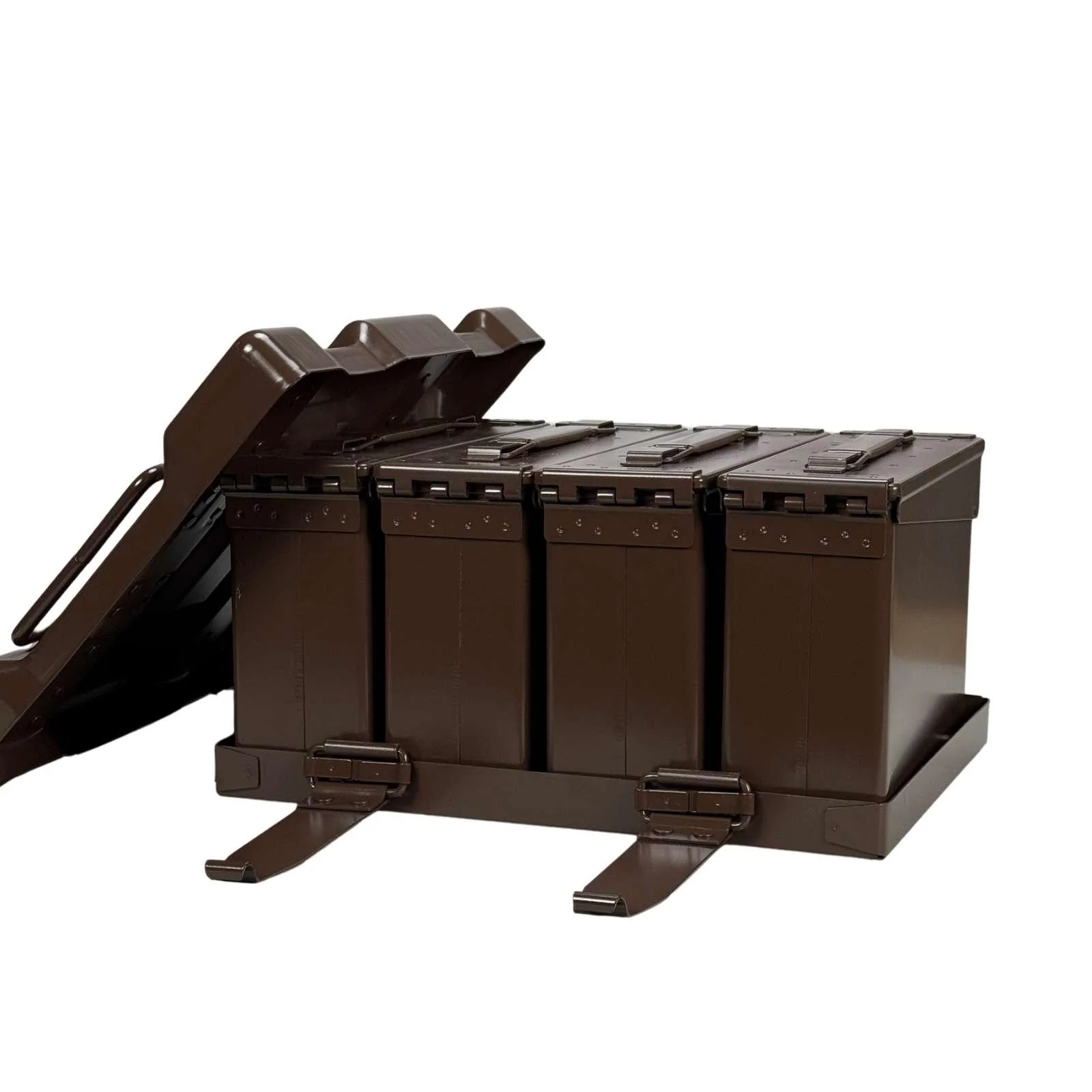 British Army Brown 7.62 H84 MK.I Ammo Boxes and Carry Case - Image 2